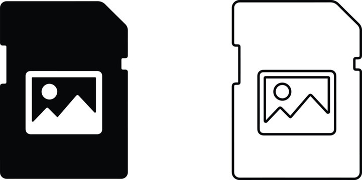 SD memory card with image file photo storage icon