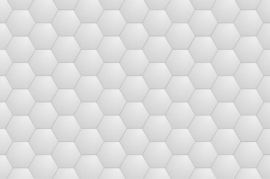 White hexagon pattern background, minimalist grey geometric honeycomb texture, 3D vector illustration.