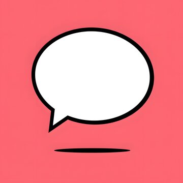Elements include a black speech bubble with a pointed tail, a solid pink background, and an empty interior. The colors are vibrant pink (dominant) and black (accent). The textures are smooth with no v