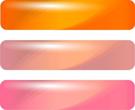 Glossy web button templates in bright neon colors isolated, colorful gel buttons set, editable vector illustration.