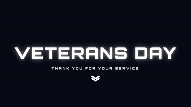 Veterans Day outlined title with white light flare on navy backdrop