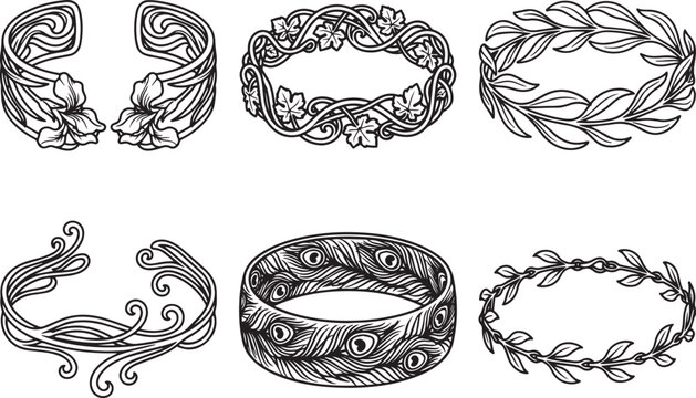 A set of bracelets. Hand drawn vector illustration