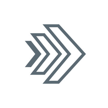 Modern triple chevron arrow pointing right directional icon.