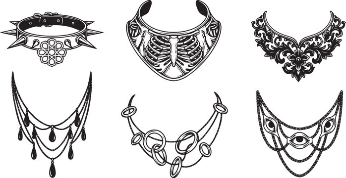 A set of beads and necklaces.