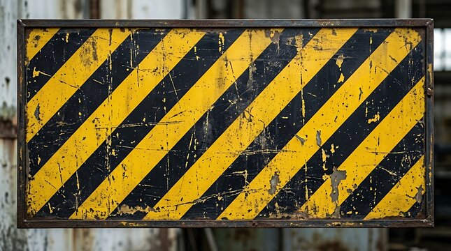 Rectangular Black and Yellow Hazard Warning Stripe Banner Frame with Grunge Texture Finish warning line striped black yellow rectangular background hazard danger potential template sign grunge