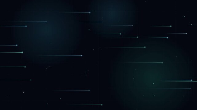 Futuristic cyan light trails and horizontal shooting stars abstract background