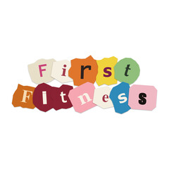 Fototapeta premium Colorful fitness text with paper cutouts