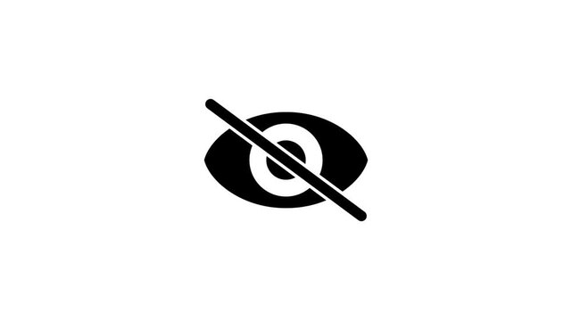 Eye with Diagonal Slash Icon Animation on White Background