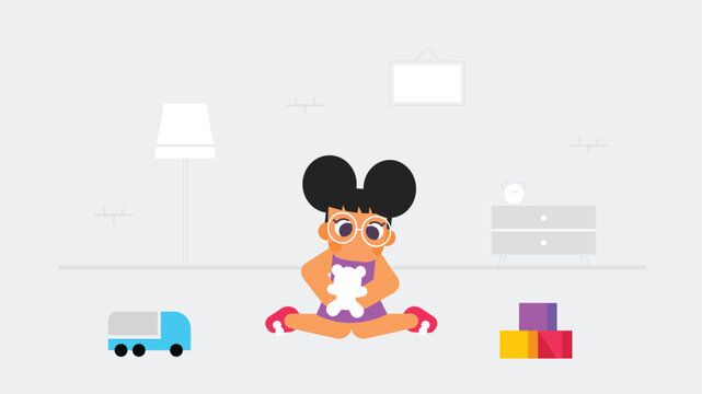 Cute Little Girl Playing Indoors