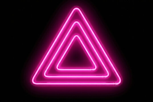 Pink Neon Nested Triangle Frame Synthwave On Black Background