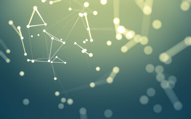 Fototapeta premium Abstract background. Molecules technology with polygonal shapes, connecting dots and lines. Connection structure. Big data visualization.