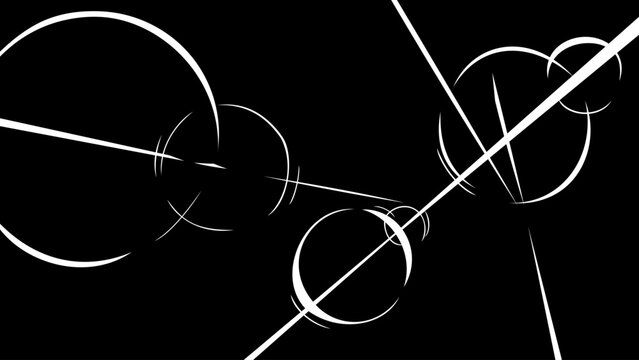 Abstract manga style energy flashes with circular motion effects, sharp white streaks and dynamic impact lines on a black background, creating a dramatic comic and anime action effect.