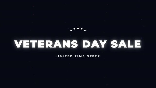 Veterans Day Sale typography with white confetti on black background
