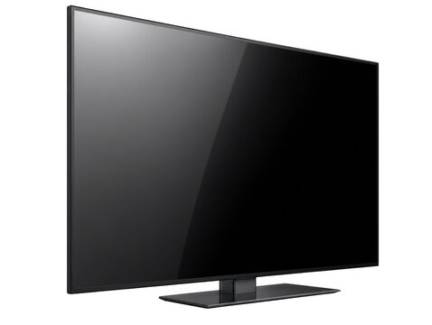 Modern widescreen black flat screen television as isolated on transparent background