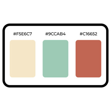Interior color palette swatch line icon, color schemes hex codes for home decoration outline vector