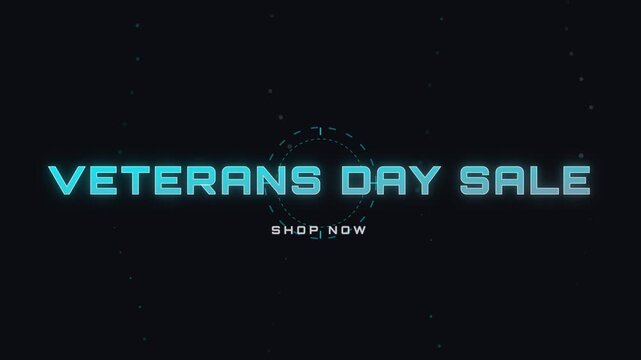 Veterans Day Sale text with futuristic glowing tactical effects