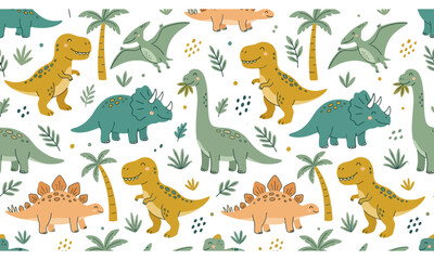 Dinosaur Seamless Pattern Cute Hand Drawn Kids Illustration © Mohammad