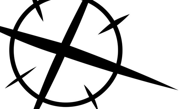 Bold black and white radial graphic with intersecting circular lines and sharp pointed elements, creating a dynamic abstract manga effect for action, energy, impact and motion.