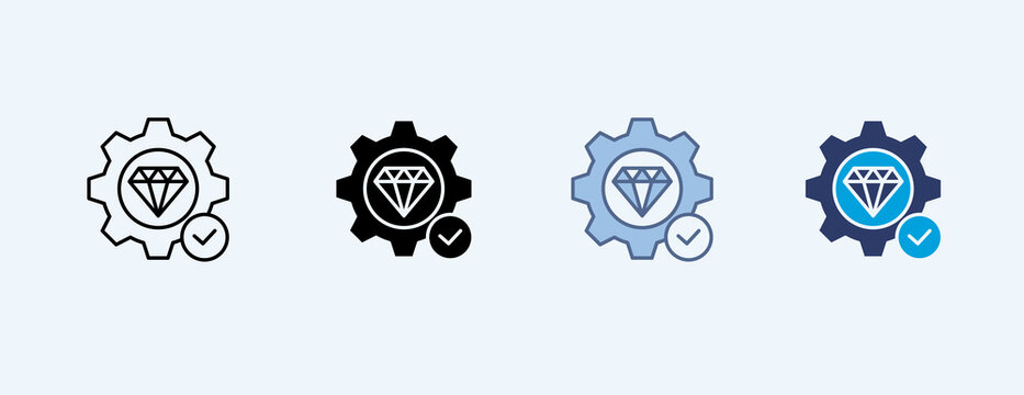 Core Competency Multiple Icon Illustration Vector, Contains setting, diamond, check