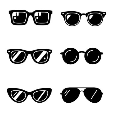 Modern Sunglasses Silhouette Vector Icon Set For Fashion And Eyewear Design