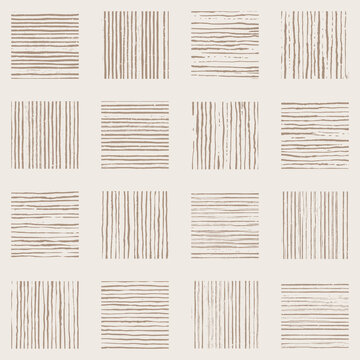 Seamless pattern, squares made of grunge lines, vector print