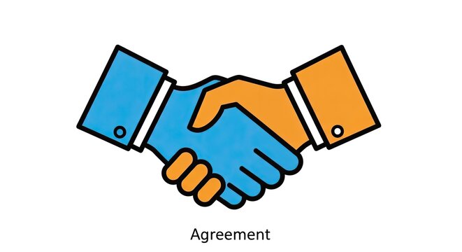 Illustration of a handshake symbolizing agreement and partnership.