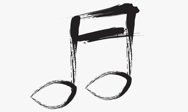 Brush-stroke music note icon, music note doodle drawing, Business related brushstroke single illustration musical notes, Hand-drawn music note graphic, musical notes.eps