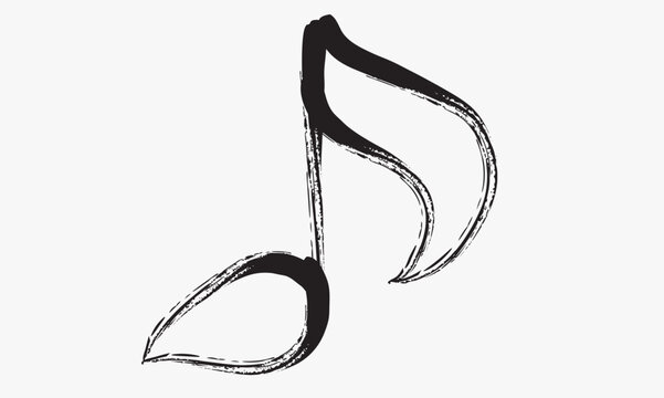 Brush-stroke music note icon, music note doodle drawing, Business-related brushstroke single illustration musical notes, Hand-drawn music note graphic.eps