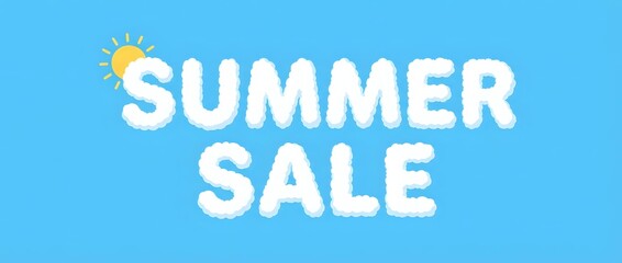 Fototapeta premium Summer sale promotional banner with bold white text and sun icon