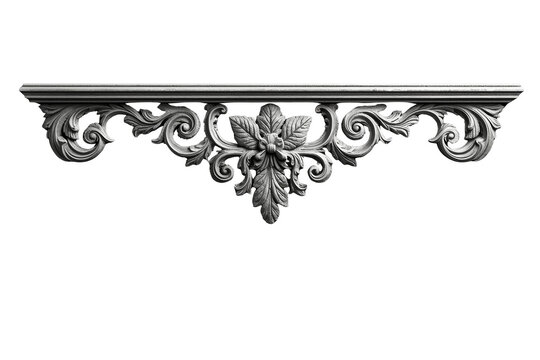 Black floral scrollwork trim with central ornament
