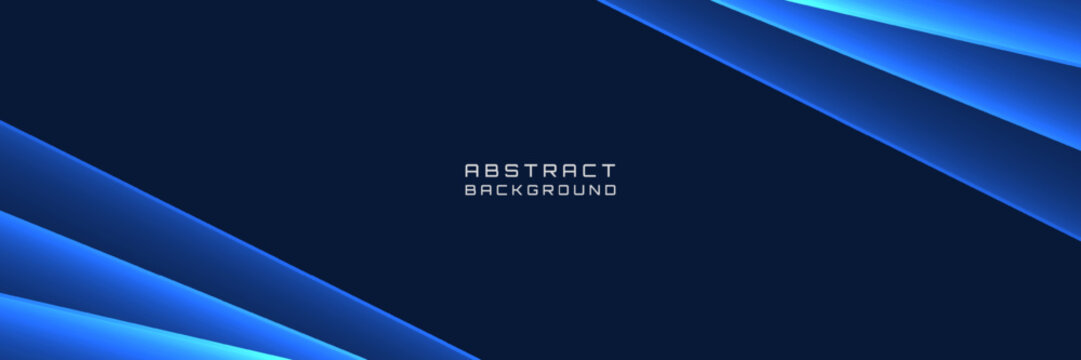 Abstract blue technology background. Glowing curved lines with dark copy space. Modern futuristic design for business, presentation, website, banner or digital project. Vector Illustration.
