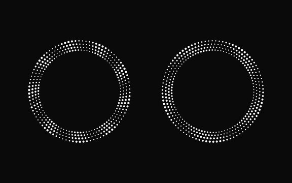 Abstract dotted circle background. Concentric rings with geometric halftone pattern. Radial design element. Modern minimalist design for technology, presentation or branding. Vector Illustration.