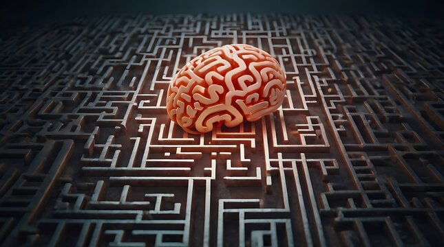 Modern Brain Maze Design Representing Cognitive Function and Mental Awareness