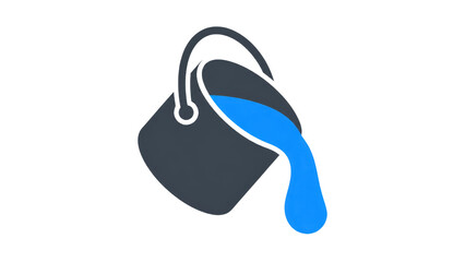 Bucket Pouring Blue Liquid Icon on Transparent Background © AlAfiq