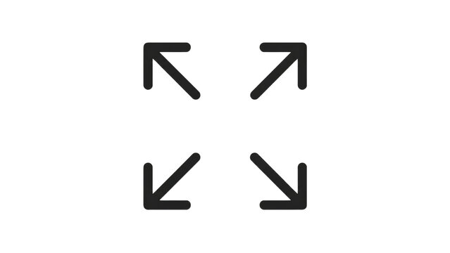 Expand Icon with Four Outward Pointing Arrows on Transparent Background