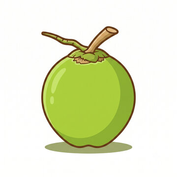 Illustration of a green young coconut isolated on a white background