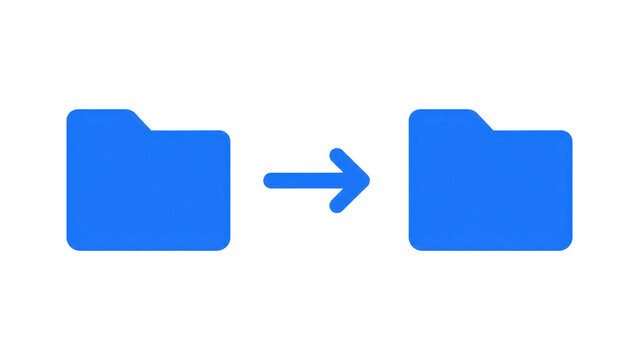 Folder Data Transfer Icon with Arrow and Two Blue Folders