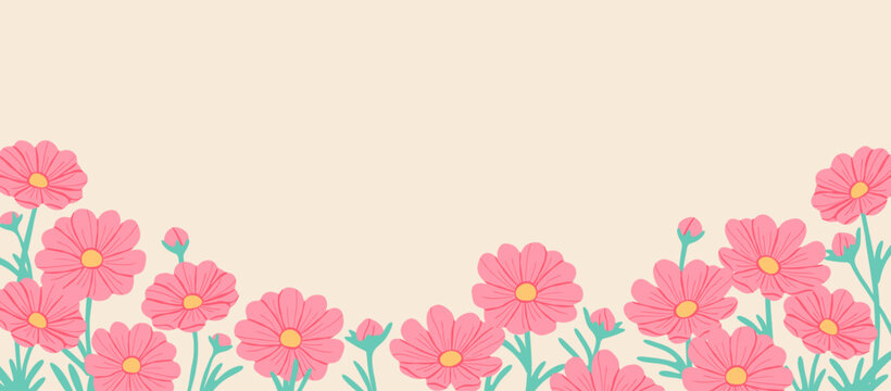 Modern background design featuring cosmos flowers