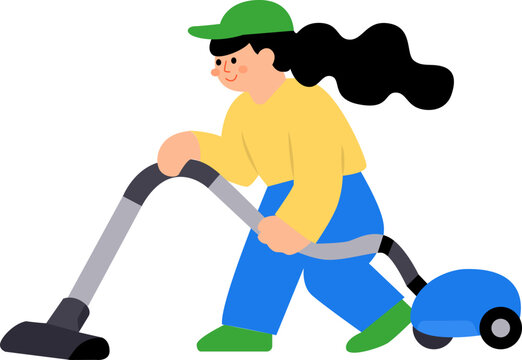 Person Vacuuming Floor with Modern Vacuum Cleaner at Home