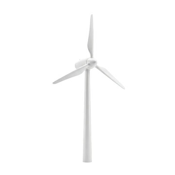 Modern wind turbine generator tower with wind mill, renewable energy isolated on transparent background