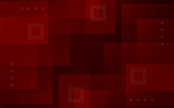 Abstract Dark Red Background with Geometric Squares and Tech Elements for Modern Designs