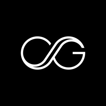 Modern, futuristic, and unique 'CG or GC' infinity monogram. Elegant continuous line art design, perfect for tech startups, AI, biotech, and fintech.