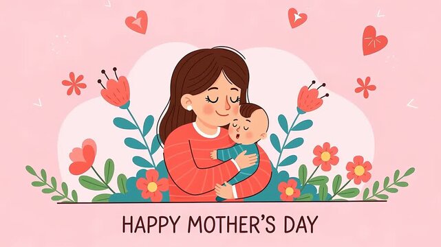 Mother hugging her baby on Mother's Day.
