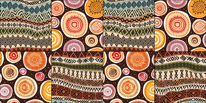 Seamless ethnic pattern, geometric hand-made ornament, ethnic background, vector print