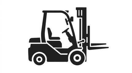 Naklejka premium Black silhouette of a forklift truck on a white background.