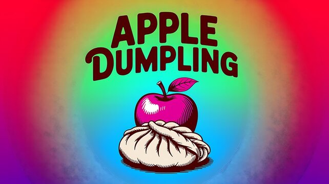 Apple dumpling day sweet food illustration featuring delicious pastry and fresh red apple on colorful background