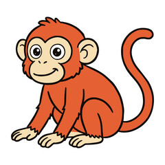 Naklejka premium cartoon cute friendly monkey mammal wild animal nature fauna flat color vector illustration template design