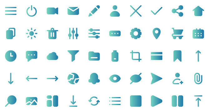 User Interface set icons. Set icon in flat gradient style. User Interface symbols. Vector illustration