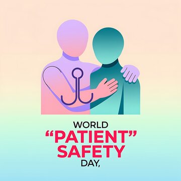 World patient safety day healthcare concept illustration showing supportive hug between people with healthcare
