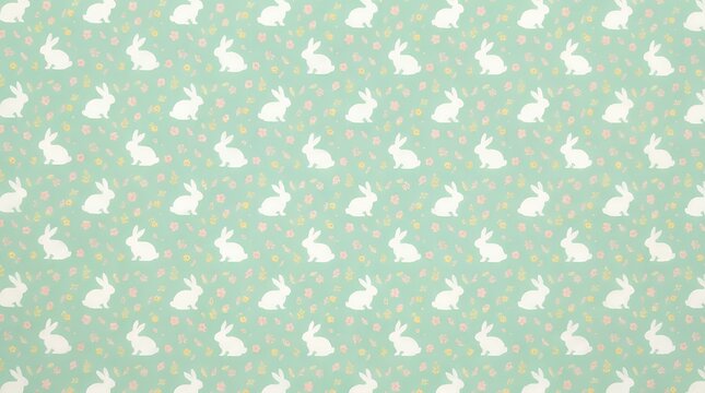 Cute White Rabbit Silhouette Repeat Pattern Designed For Festive Seasonal Spring Decor rabbit bunny seamless pattern easter white background cute repeat spring pattern hare animal character